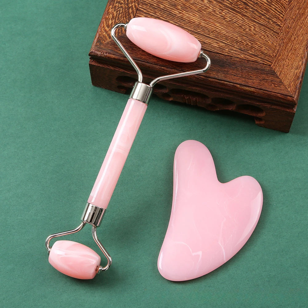 Rouleau de Jade Naturel & Gua Sha - Set Massage Visage Anti-Rides