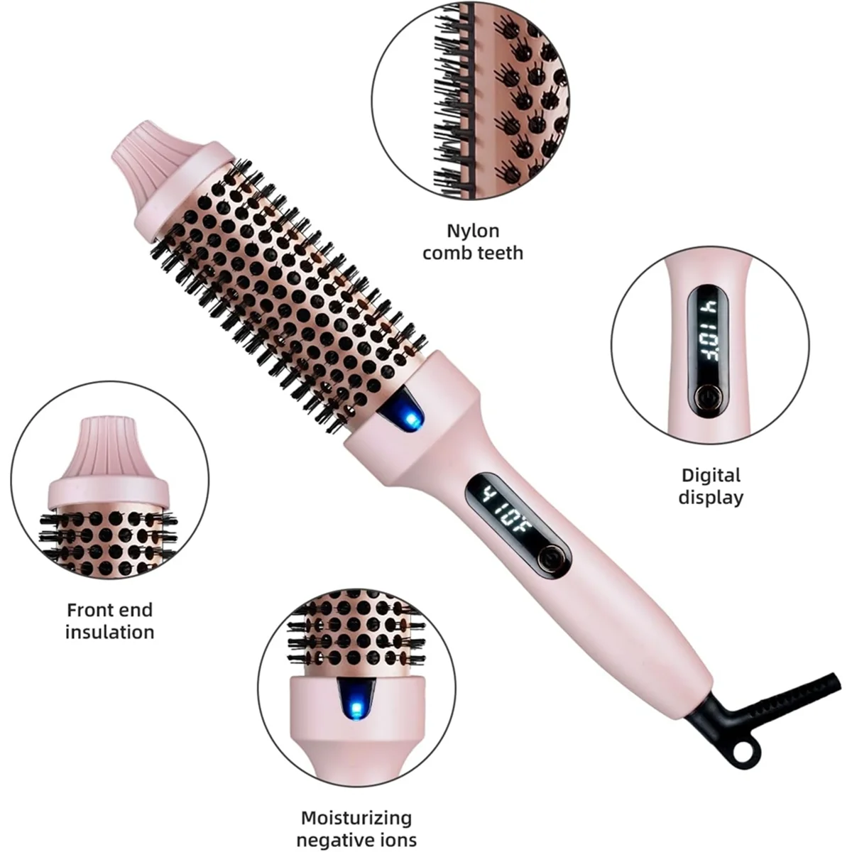 Brosse Lissante Chauffante – Ions Négatifs, 10 Températures & Écran LED