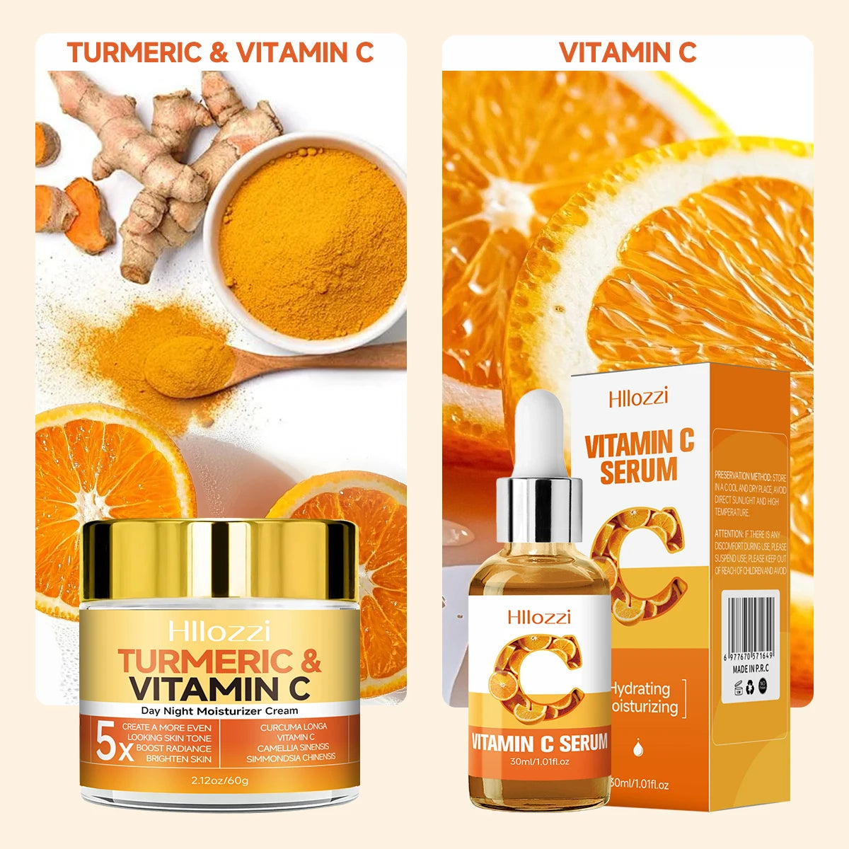 🍊 Sérum Vitamine C au Curcuma – Éclat et hydratation intense