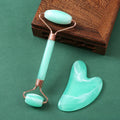Rouleau de Jade Naturel & Gua Sha - Set Massage Visage Anti-Rides