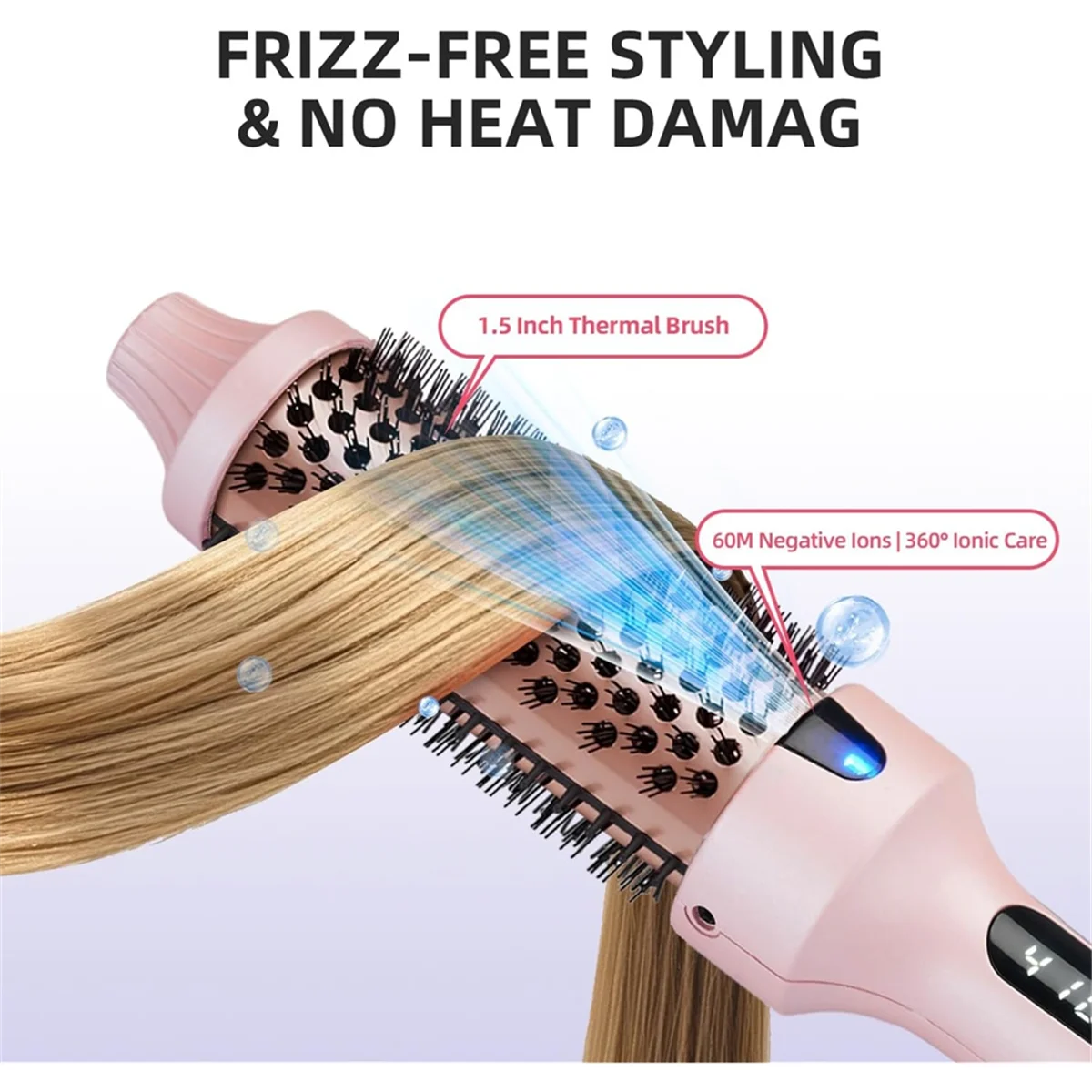 Brosse Lissante Chauffante – Ions Négatifs, 10 Températures & Écran LED