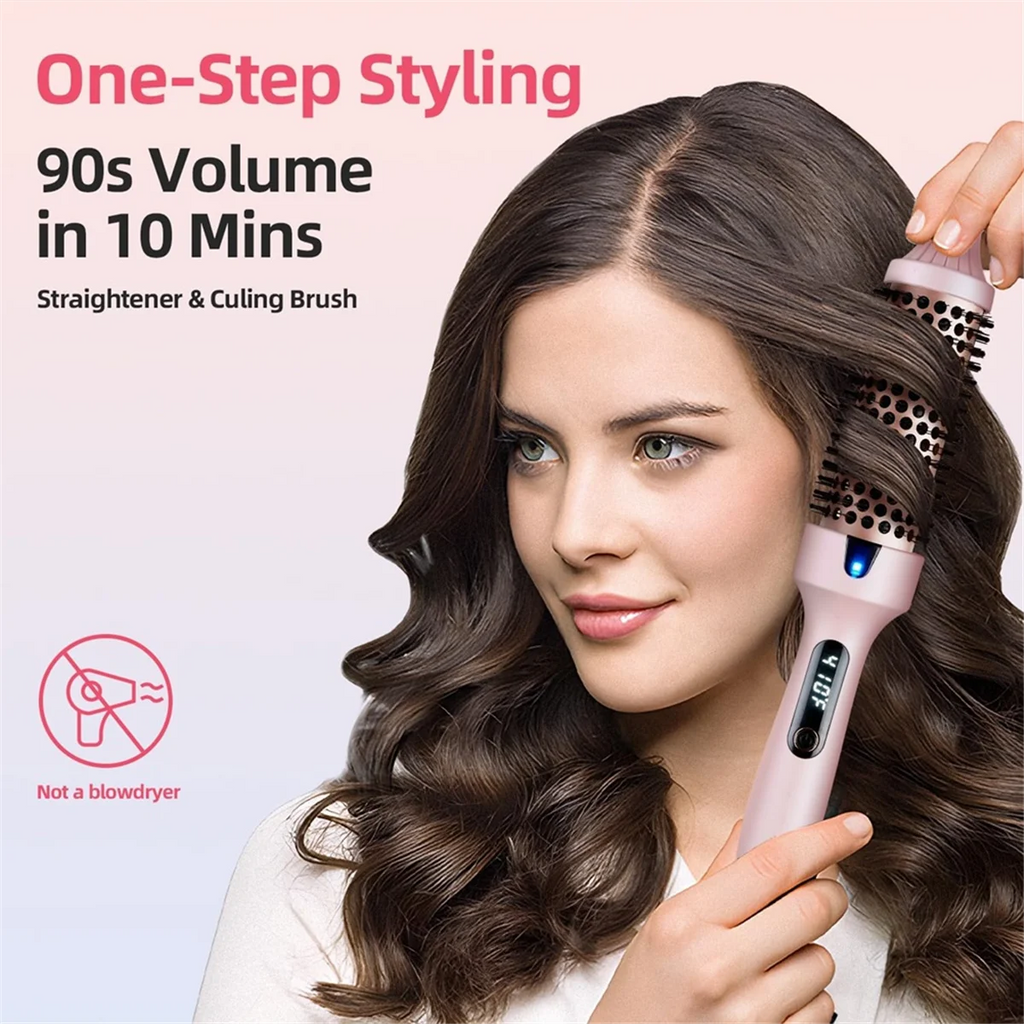 Brosse Lissante Chauffante – Ions Négatifs, 10 Températures & Écran LED
