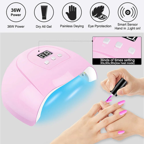 Kit Manucure Semi-Permanente – Gel UV, Lampe & Perceuse Électrique