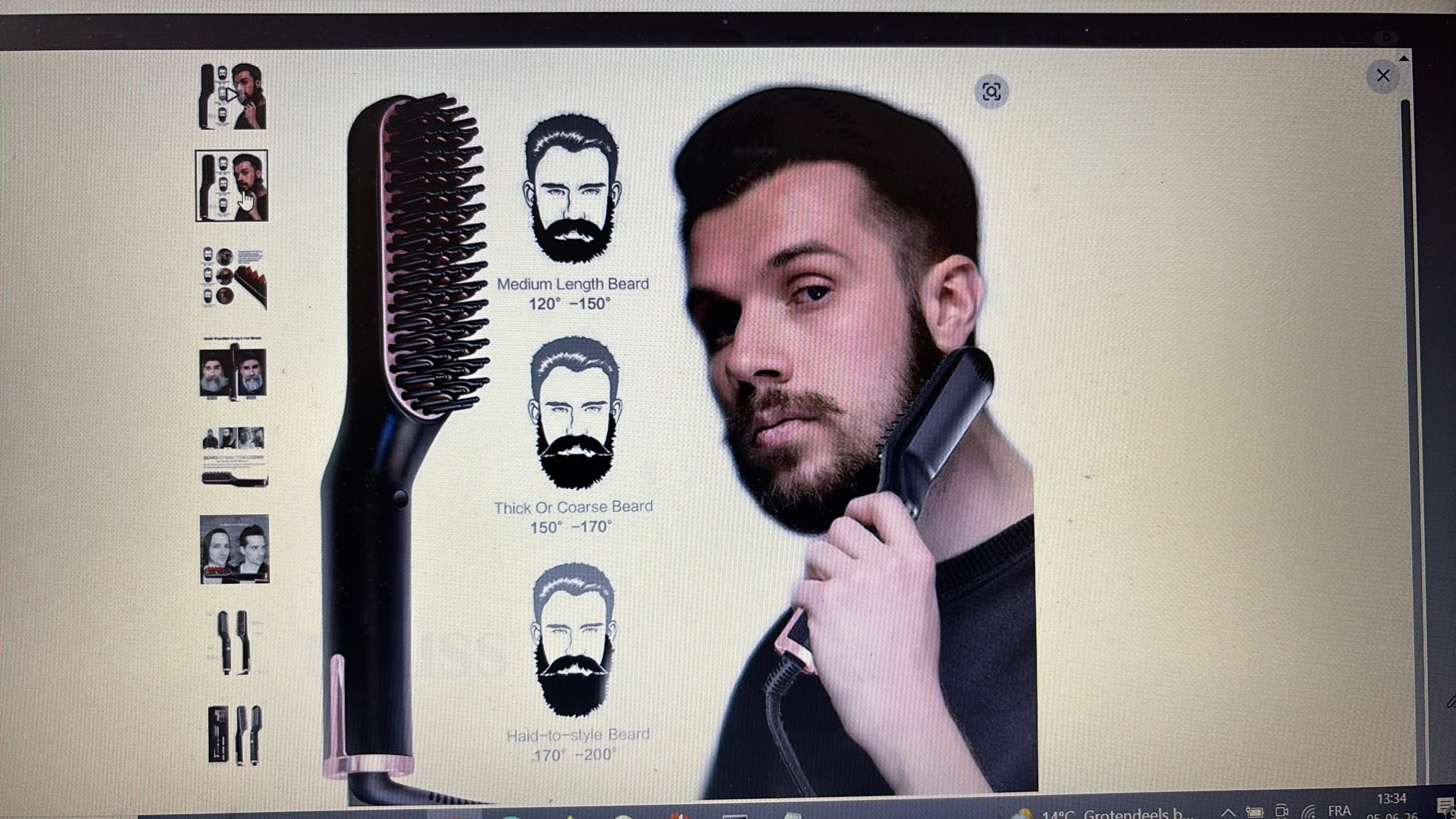 Brosse Lissante Multi-Fonction – Barbe & Cheveux, Ions Négatifs