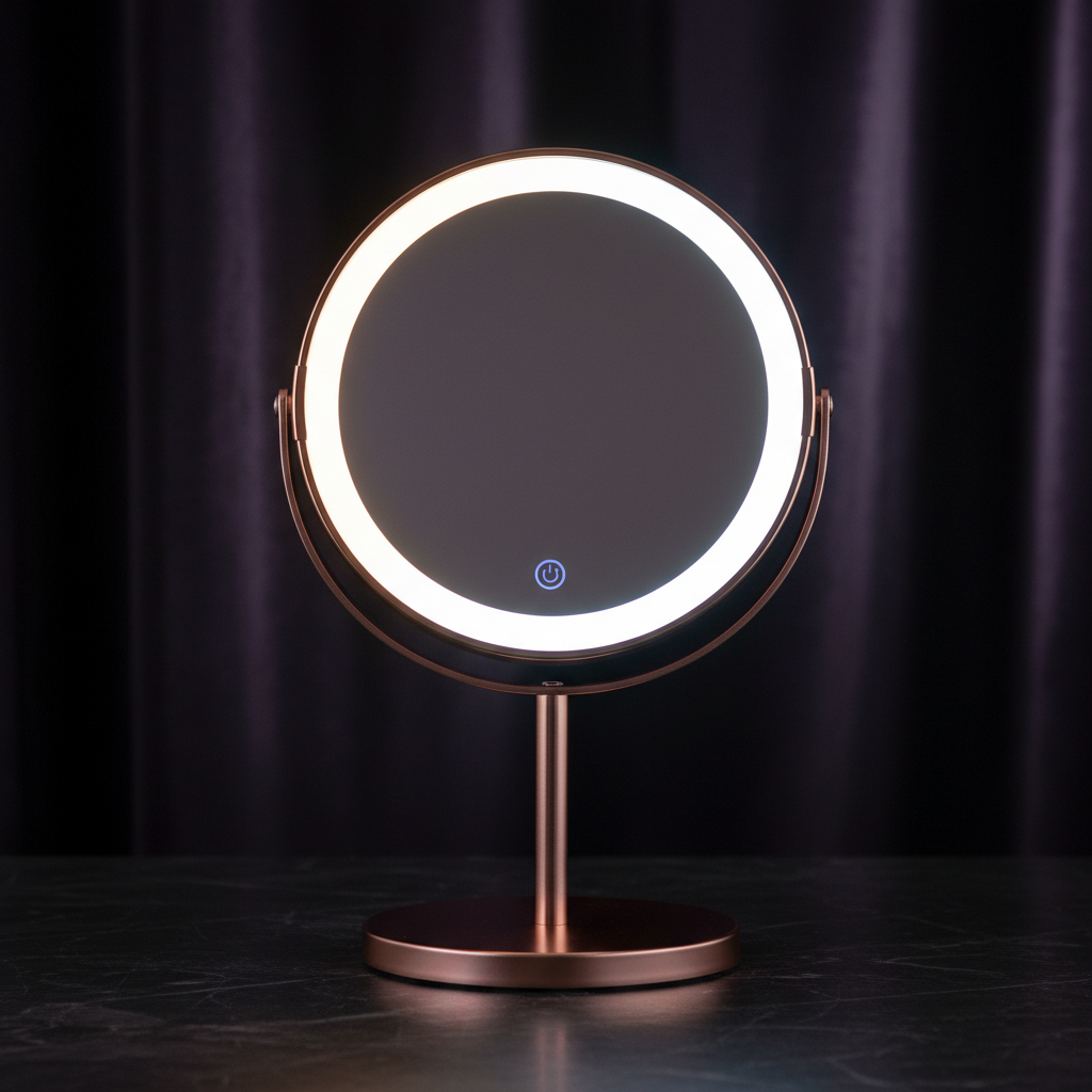 Miroir LED rose gold vue de face 3 modes d'éclairage