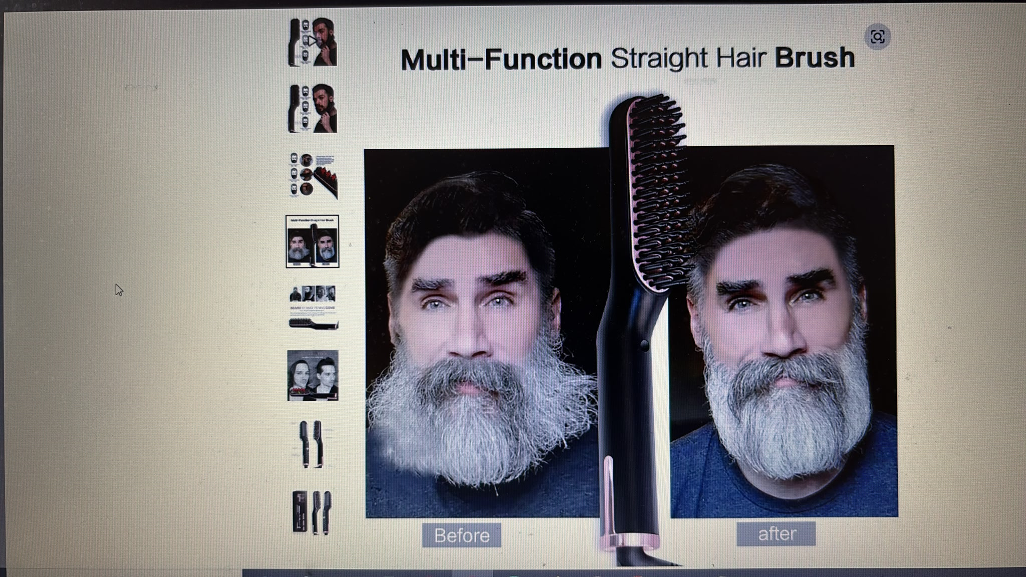 Brosse Lissante Multi-Fonction – Barbe & Cheveux, Ions Négatifs