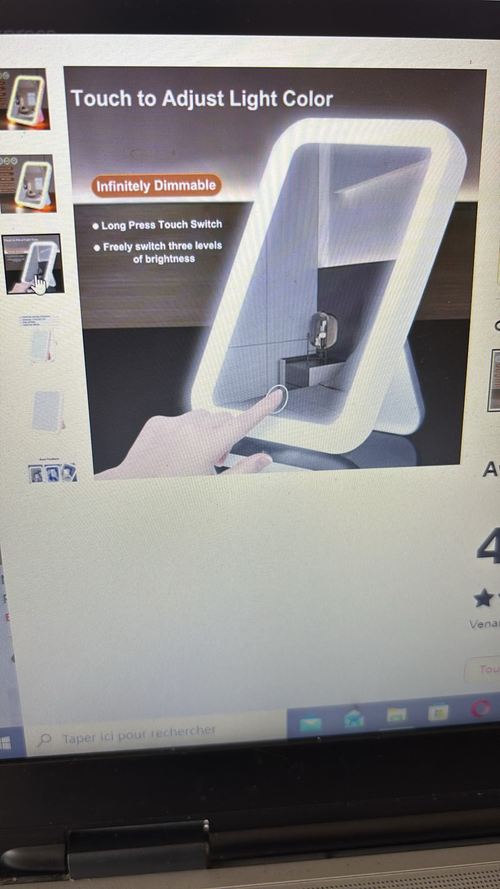 Miroir de Courtoisie LED – 3 Couleurs, Tactile & Recharge USB