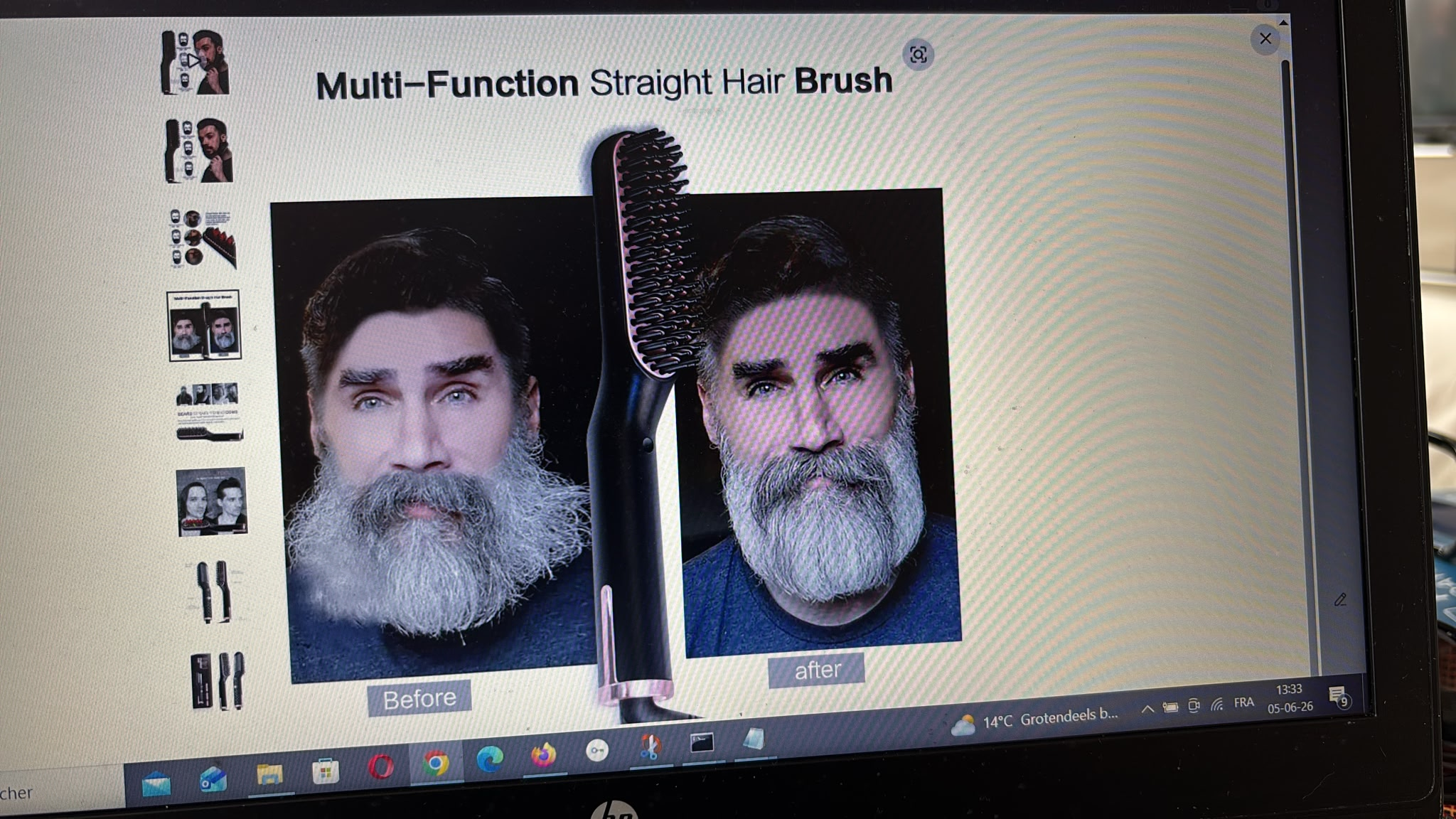 Brosse Lissante Multi-Fonction – Barbe & Cheveux, Ions Négatifs